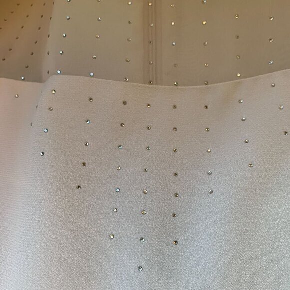 Daymor Couture Ivory Sleeveless Sheath Dress Rhinestone-Embellished Mesh Sz 12 - Picture 9 of 9